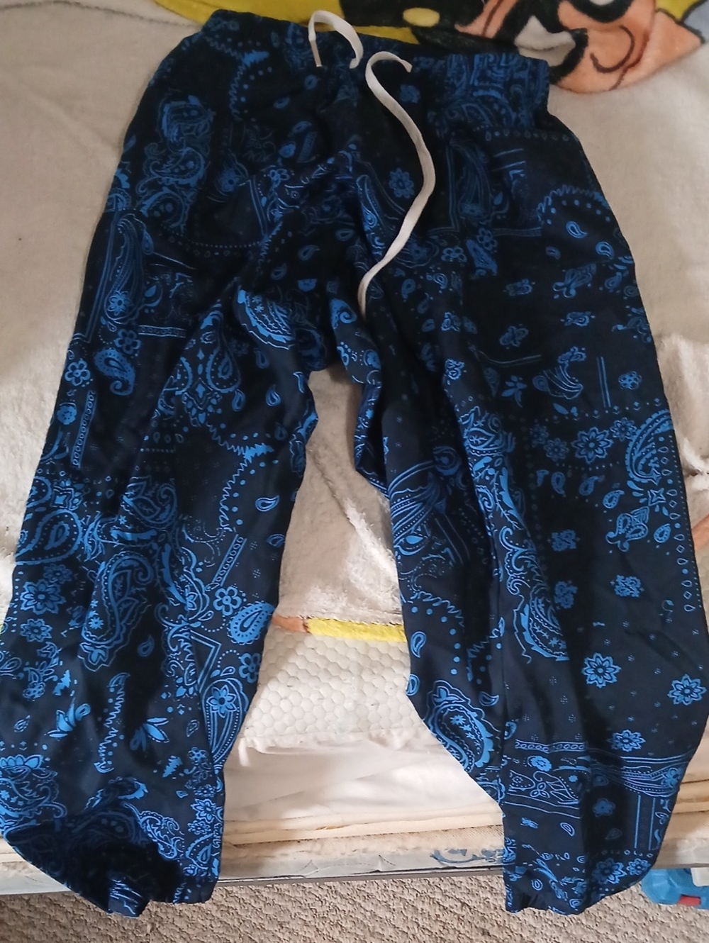 Men's Blue Paisley Drawstring Jogger Pants